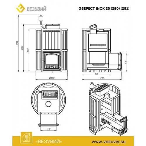  Печь для бани Эверест INOX 25 (280) Ковка (AISI 430)