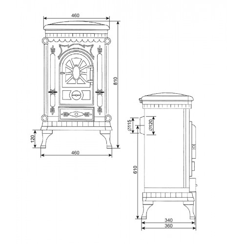 Печь-камин Везувий А-07 "Медь"