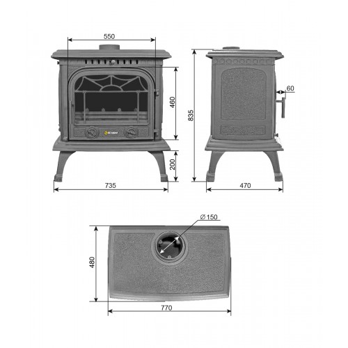 Печь-камин Везувий HR-15 "Антрацит"