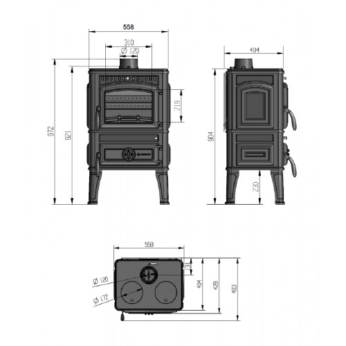 Печь-камин Везувий LV-12 S "Антрацит"