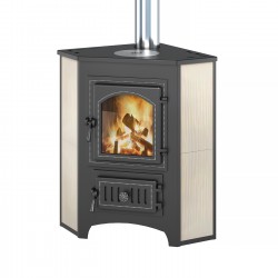 Печь-камин Везувий ПК-01 (220) с конфоркой УГЛОВОЙ, БЕЖЕВЫЙ