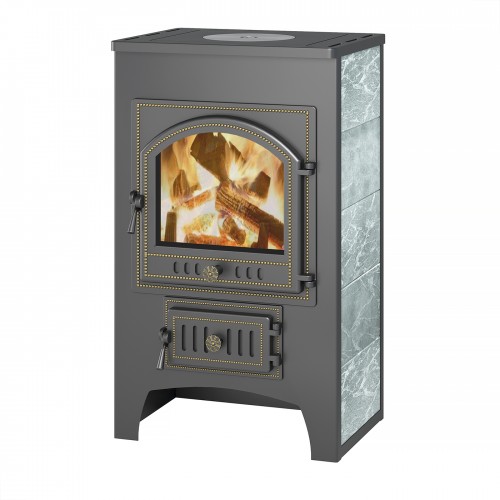  Печь-камин ВЕЗУВИЙ ПК-01 (205) с плитой талькохлорит 12 кВт (200 м3) Ø 150 мм