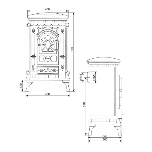 Печь-камин Везувий А-07 "Антрацит"
